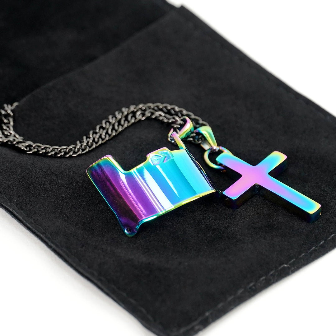 Visor & Cross Pendant with Chain Kids Necklace - Borealis Stainless Steel