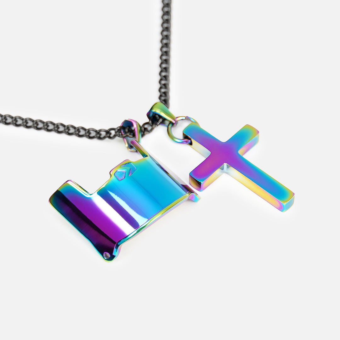 Visor & Cross Pendant with Chain Kids Necklace - Borealis Stainless Steel