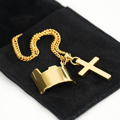Visor & Cross Pendant with Chain Kids Necklace - Gold Plated Stainless Steel