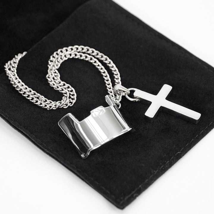 Visor & Cross Pendant with Chain Kids Necklace - Stainless Steel