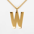 W Letter Pendant with Chain Necklace - Gold Plated Stainless Steel