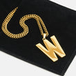 W Letter Pendant with Chain Necklace - Gold Plated Stainless Steel