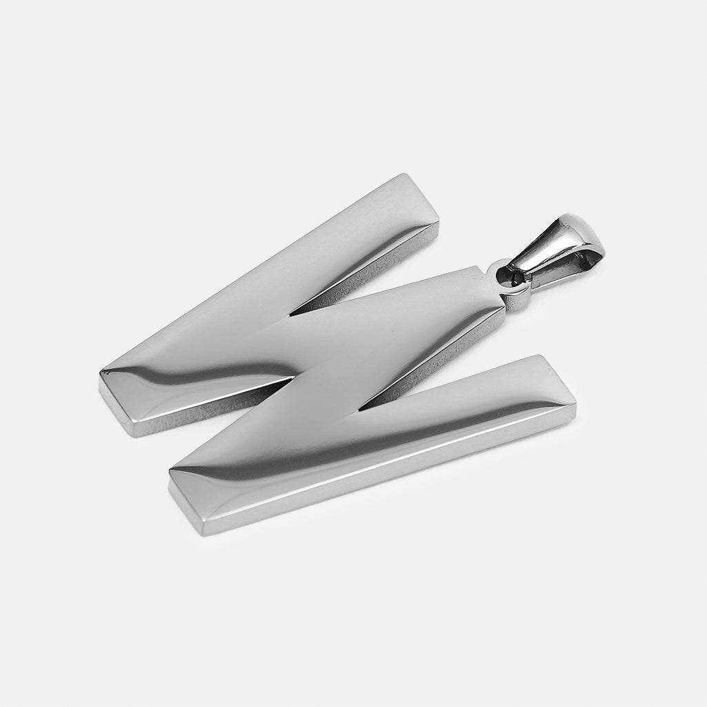 W Letter Pendant with Chain Kids Necklace - Stainless Steel