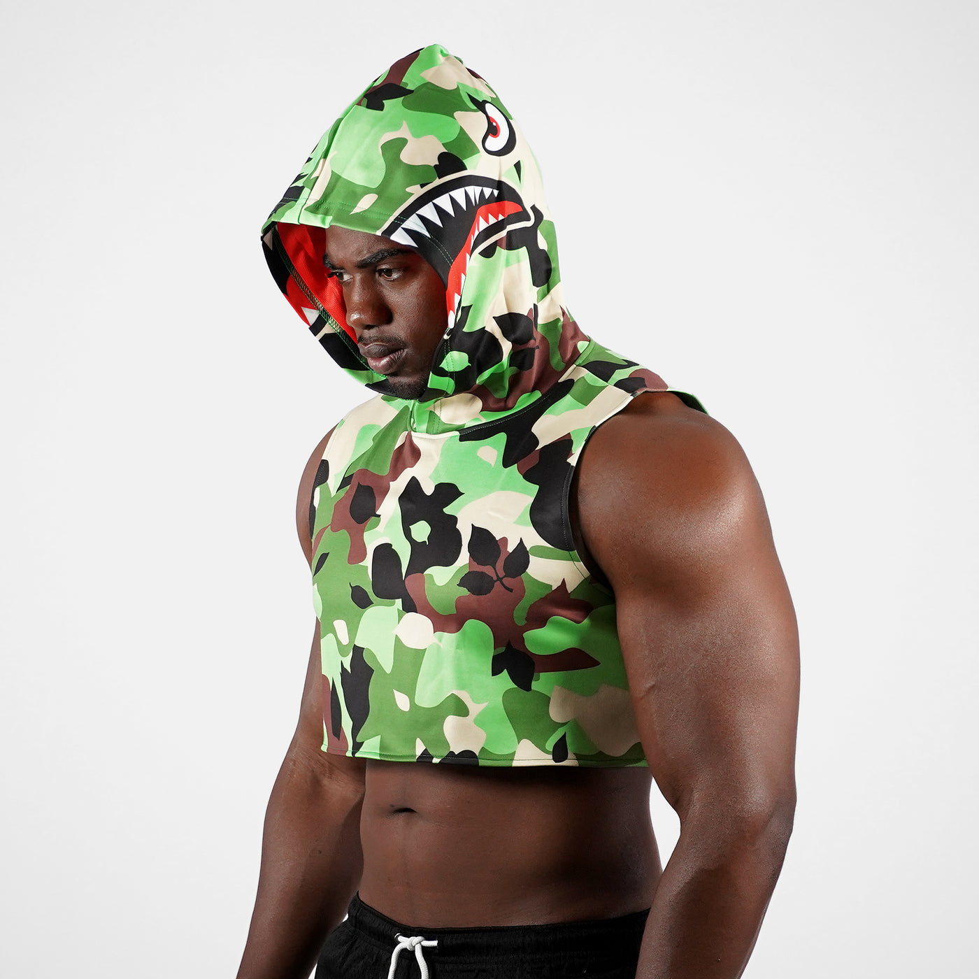 War Shark Jungle Football Crop Top Hoodie