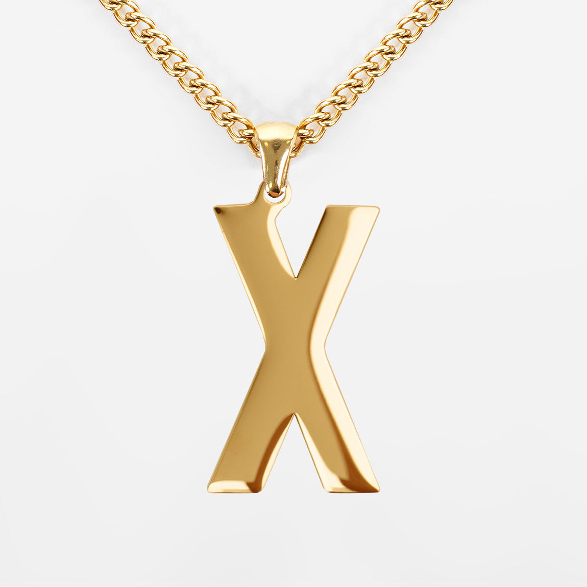 X Letter Pendant with Chain Kids Necklace - Gold Plated Stainless Steel