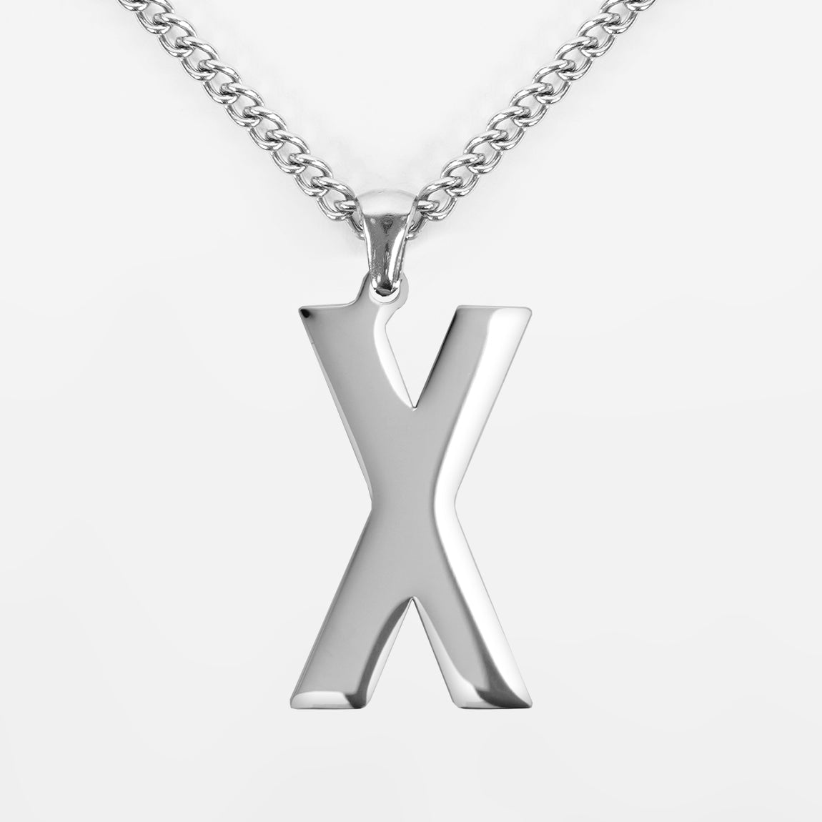 X Letter Pendant with Chain Kids Necklace - Stainless Steel