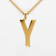 Y Letter Pendant with Chain Necklace - Gold Plated Stainless Steel