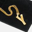 Y Letter Pendant with Chain Necklace - Gold Plated Stainless Steel