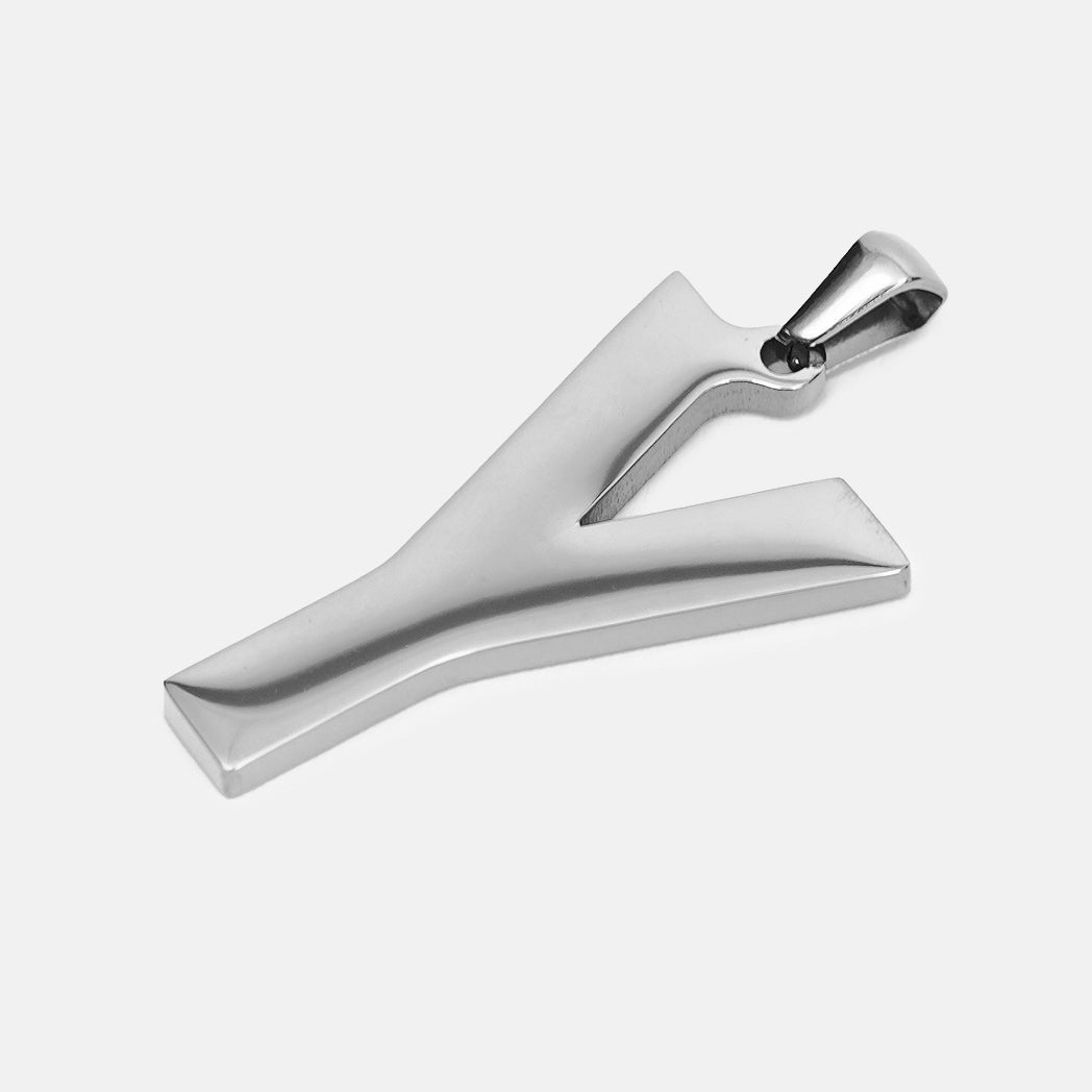 Y Letter Pendant with Chain Kids Necklace - Stainless Steel