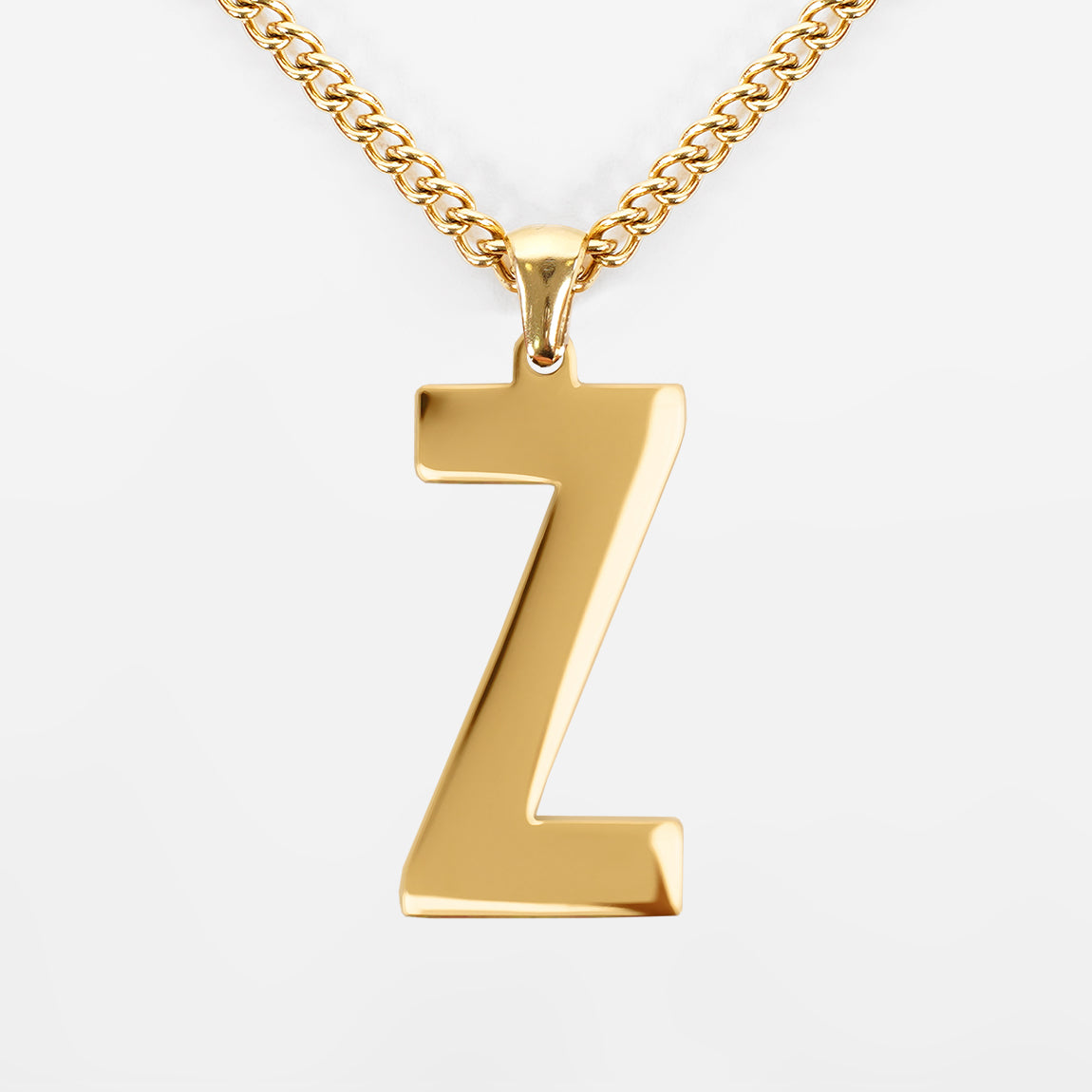 Z Letter Pendant with Chain Necklace - Gold Plated Stainless Steel