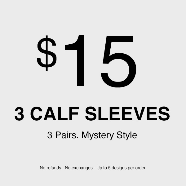 3 x Mystery Calf Sleeves - Pair (No refunds - No exchanges - Up to 3 different designs)